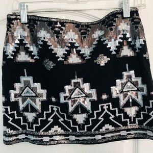 Gold and silver sequin mini skirt